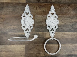 COMBO - 1 Toilet paper Holder AND 1 Towel Ring - Victorian Shabby Chic Bathroom - Picture 1 of 13