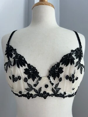 Mujer Blanco Marvel Negro Tirantes Blanco Malla Negro Flores Sujetador Talla 34/M Foto 1 de 4