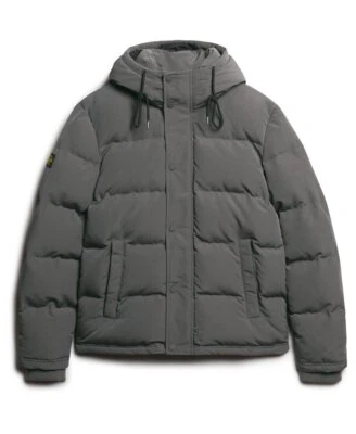 Superdry Chaqueta Everest Short Capucha Puffer Acolchado Abrigo de Invierno Cremallera Completa Gris Foto 1 de 4
