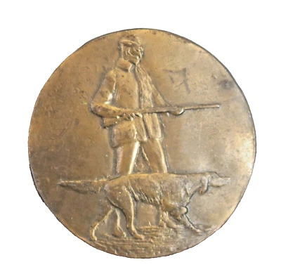 Vtg 70s Brass Belt Buckle "Steady" Replica Hunter & Setter Bird Dog On Point - Image 1 of 4