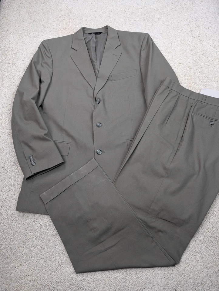 Traje Jos A Bank Para Hombre 42L 36x31 Algodón Tostado Verde Oliva Verano Juego de 2 Piezas 3 Botones Foto 1 de 4