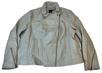 asos curve women's teal green leather jacket Size 22 US - Image 1 of 4