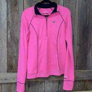 Hollister Pink Half Zip Athletic Jacket Women’s Juniors Size Large - Picture 1 of 9