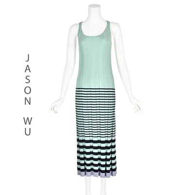JASON WU Turquoise & Black Knit Tank Dress with Soft Pleated Skirt SZ M 6-8 - Image 1 of 4