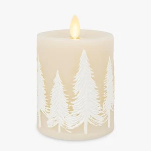 Vela sin llama Luminara cisne blanco árboles en relieve cera real sin perfume 3,2 x 4,5 - Imagen 1 de 5