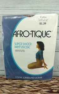 Afro-Tique Pantyhose Super Sheer Coffee Vintage African American 5'4-5'11" - Picture 1 of 3