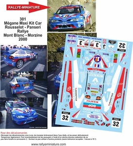 DECALS 1/18 REF 0301 RENAULT MEGANE MAXI ROUSSELOT RALLYE DU MONT BLANC 2000 - Picture 1 of 1