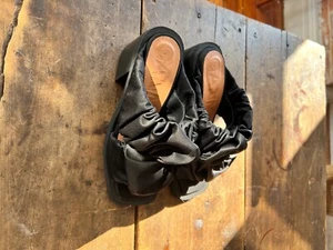 Ganni Ruched Black Satin Heel Size 38 - Picture 1 of 5