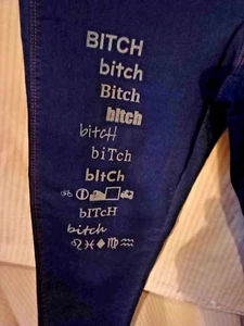 upcycled KHOKO JEANS size 12, laser etched bitch - Picture 1 of 3