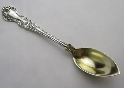 Gorham Cambridge cuchara cítrica plata esterlina Lura monograma oro lavado Foto 1 de 4