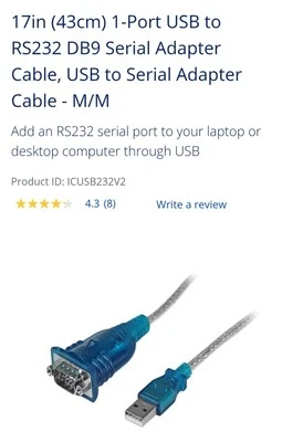 1-Port USB to RS232 DB9 Serial Adapter Cable, USB to Serial Adapter Cable - M/M - Image 1 of 4