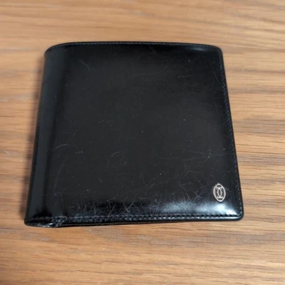 CARTIER CC EMBLEM LEATHER BIFOLD COIN WALLET Color BLACK fashion goods Mens - Image 1 of 4