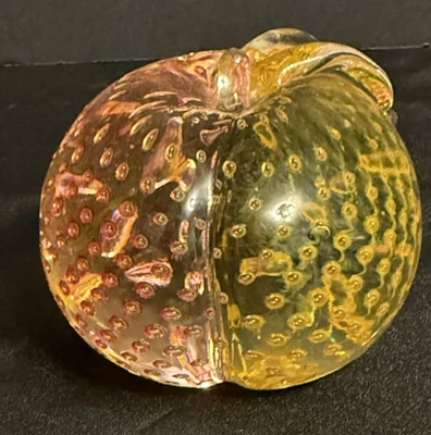 Pisapapeles vintage de cristal bullicante melocotón de Murano Alfred Barbini de dos tonos Foto 1 de 4