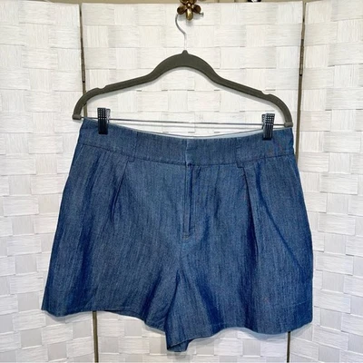 Club Monaco Women’s Shorts Size 6 Blue Cotton And Lyocell - Image 1 of 4