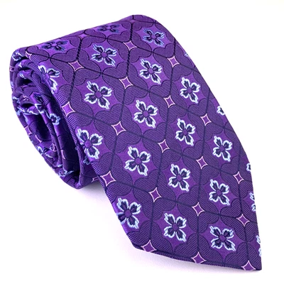 Corbata David Donahue Para Hombre Púrpura Floral Seda Corbata Jacquard Medallones Usada en Excelente Condición Foto 1 de 4