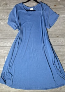 Nuevo con etiquetas Vestido Lularoe 2XL Jessie con Bolsillos Azul Sólido - Imagen 1 de 2