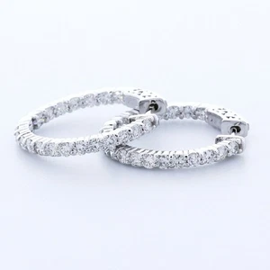 1.0 CT CERTIFIED NATURAL DIAMONDS H/SI1 ROUND CUT 14K GOLD CLASSIC HOOP EARRINGS - Picture 1 of 3