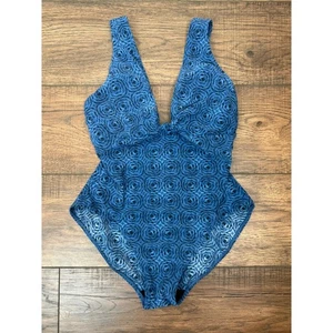 Gideon Oberson One Piece Swimsuit Blue Sparkle Beach Vacation Resortwear Sz 8 - Picture 1 of 8