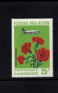 Avión Gabón 1971 25fr claveles flores montado sin montar o nunca montado Scott C109A - Imagen 1 de 1
