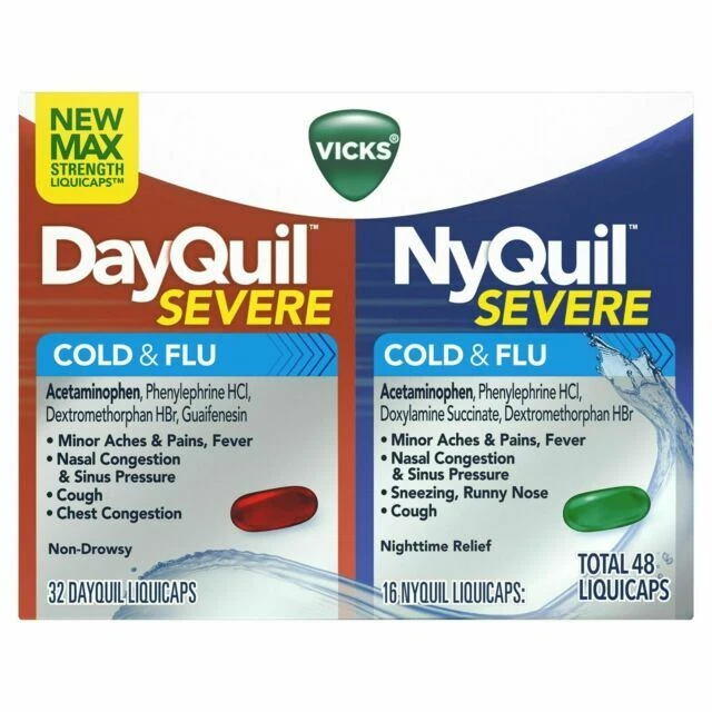 Vicks Dayquil and Nyquil Severe Cough, Cold & Flu Relief Liquicaps - 48 Count