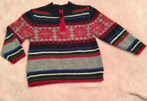 Old Navy Boys Red & Black ‘Ski' Pullover  Winter Snow Sweater | Sz 4 Christmas - Picture 1 of 4