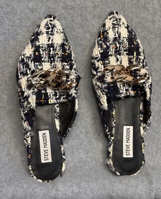 Zapatos planos Steve Madden Finn para mujer 8,5 punta sin cordones azul marino blanco dorado Foto 1 de 4