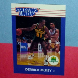 1988 DERRICK MCKEY Seattle Supersonics Rookie Starting Lineup card Kenner - Picture 1 of 2