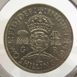 Moneda británica de 2 chelines 1943 50 % plata - Gran Bretaña Segunda Guerra Mundial - Imagen 1 de 2