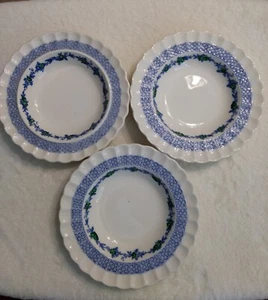 3 Copeland Spode Blue Belle Dessert/Soup Bowls Floral Basket Weave 7.5" w Flaws - Picture 1 of 14