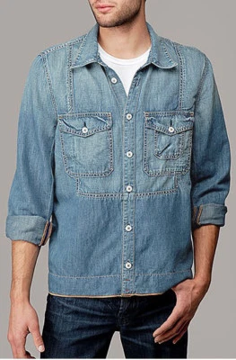 7 Для всего человечества мужчин средний WBU синий джинсовой ткани утилиты рубашка на пуговицах M - Изображение 1 из 4