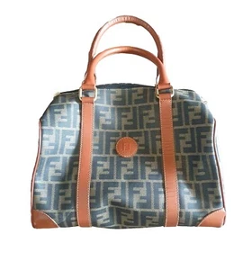 Vintage 90s Authentic FENDI Zucca "Boston" Canvas & Leather Bag. Pre Serial No. - Picture 1 of 10