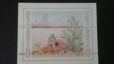 Impresión artística de cerámica estilo suroeste 2 8x10 Catcus Mountain/Catcus Village Foto 1 de 2