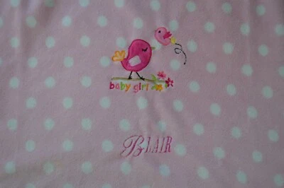 Manta Garanimals Bebé Niña Pájaro Rosa Blanco Lunares Blair Monograma Flor Foto 1 de 4