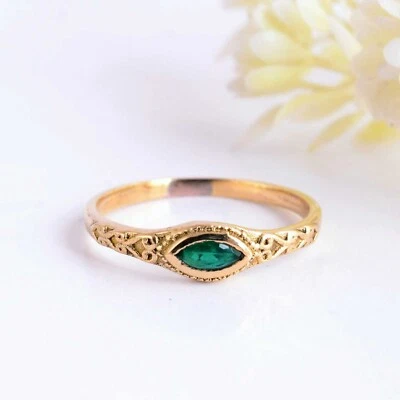 925 Silver Green Marquise Emerald Zircon rings, Birthstone rings, Gemstone rings - Image 1 of 4