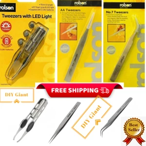 Stainless Steel Fine Point Tweezers Curved Angled Bent No.7/ AA / Jewelers LED - Picture 1 of 16