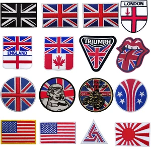 Chaqueta de motociclista Union Jack Flag, jeans, ropa de hierro a coser parche bordado - Imagen 1 de 17