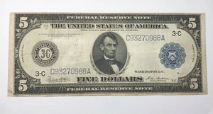 1914 $5 FR-855C FEDERAL RESERVE NOTE AU BLUE SEAL - Picture 1 of 2