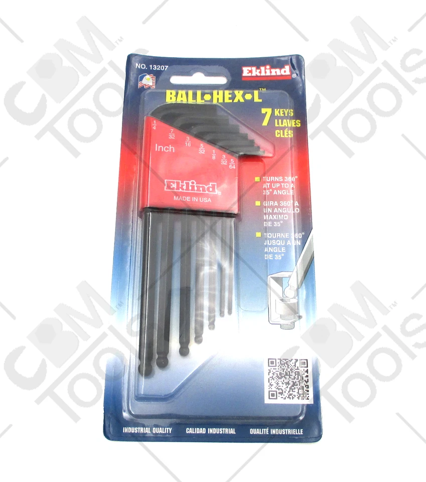 Eklind 13207 - 7 Piece SAE Ball Hex L Shape Key Set - Image 1 of 1