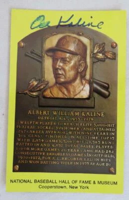Оригинальный подлинный AL KALINE подписанный автограф HOF табличка открытка бейсбол - Изображение 1 из 2