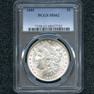 Moneda Philadelphia Mint 1885 dólar de plata Morgan graduación profesional MS62 certificada - Imagen 1 de 2