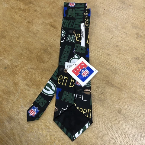 Vintage Ralph Marlin Neck Tie Green Bay Packers NFL All Over Print Brand New Men Cover