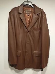 Apt 9 Mens Size 44 Brown Leather Blazer Jacket LT New with Tag MSRP $325 - Picture 1 of 12