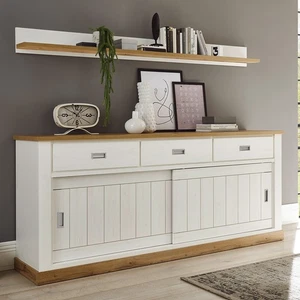 Sideboard 215 cm Pinie weiß mit Wotan Eiche im Landhausstil Wandboard Anrichte - Bild 1 von 7