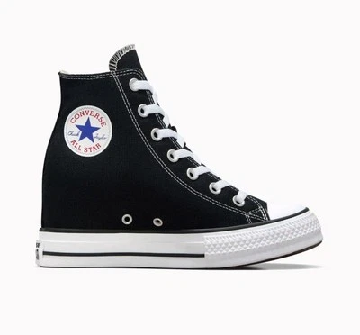 New NIB Converse Women's All Star Hidden Wedge High Heel Platform BLACK Canvas - Image 1 of 4