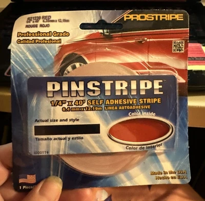 Cinta a rayas de vinilo Prostripe R21230 1/4" X 40' roja NUEVA SIN ABRIR Foto 1 de 2