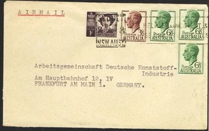 Australia to Germany SYDNEY NSW Unusual George VI 6d5 x3 franking 1952 - Picture 1 of 1
