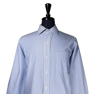 Ralph Lauren Herren Oberhemd 17 32/33 blau weiß gestreift Classic Fit bügelfrei - Bild 1 von 8