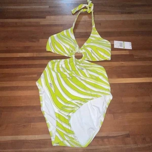 Traje de baño Michael Kors para mujer estampado con junta tórica recorte de una pieza - lima 8 - Imagen 1 de 14