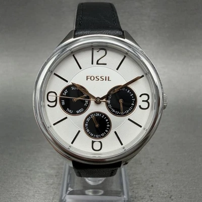 Reloj Fossil Mujer 36mm Esfera Blanca Tono Plateado Día Fecha Redondo BQ3248 Batería Nueva Foto 1 de 4