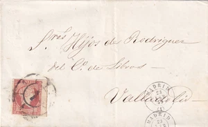 Spagna 1859 copertina da Madrid a Valladolid Edifil 48 borde de hoja (3087) - Foto 1 di 2